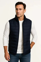 Men's Puffer Vest with Warm Sleeveless Jacket and Stand Collar - Image 1