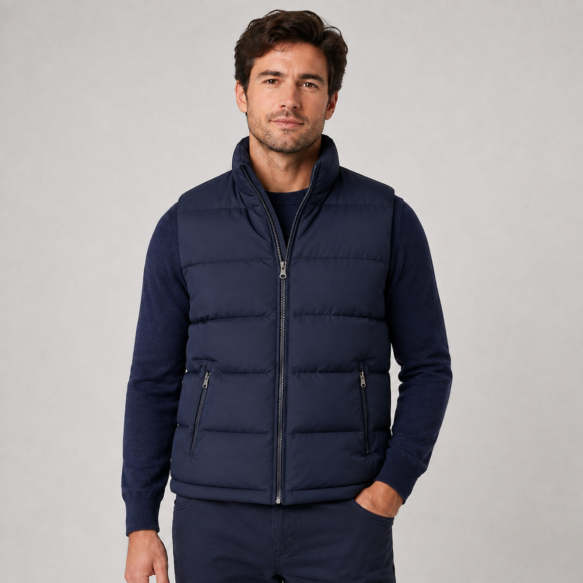 Men's Quilted Gilet Bodywarmer With Zip Front - Image 4