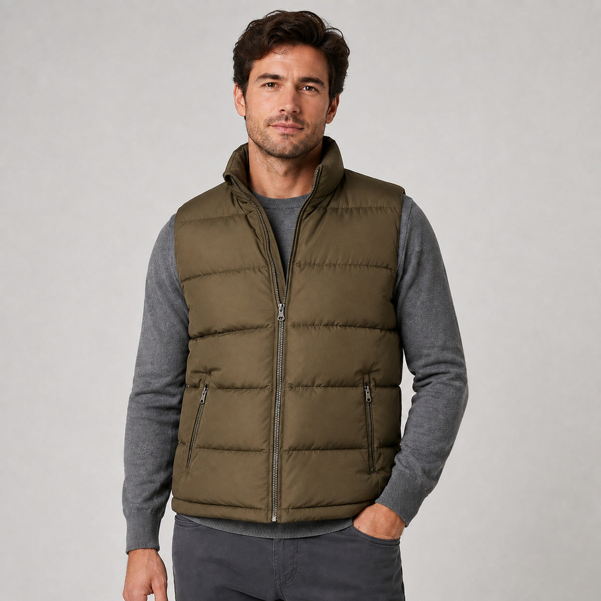 Men's Quilted Gilet Bodywarmer With Zip Front - Image 5