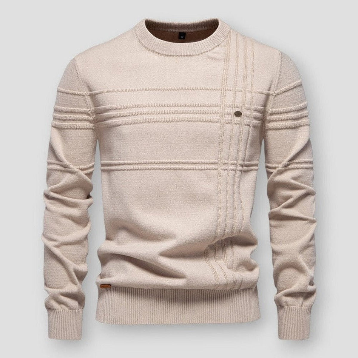 Men's Sweater with Relaxed Round Neck and Classic Fit - Image 2