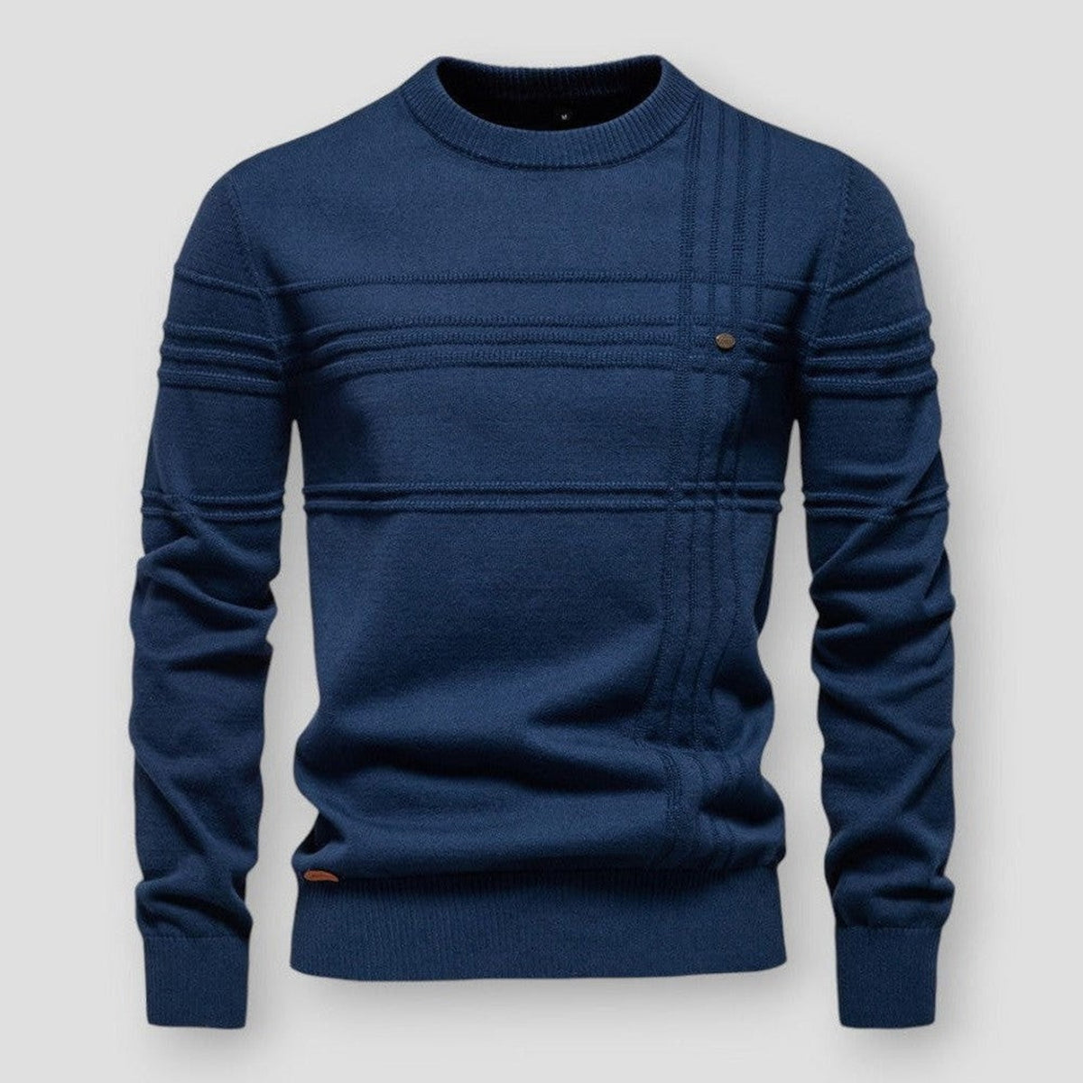 Men's Sweater with Relaxed Round Neck and Classic Fit - Image 3