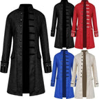 Men's Trench Coat Long Gothic Stand Collar Single-breasted Knee-length With Decorative Buttons - Image 1