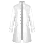 Men's Trench Coat Long Gothic Stand Collar Single-breasted Knee-length With Decorative Buttons - Image 15