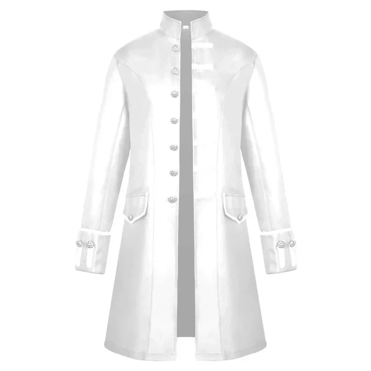 Men's Trench Coat Long Gothic Stand Collar Single-breasted Knee-length With Decorative Buttons - Image 15
