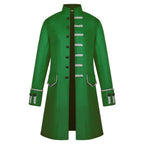 Men's Trench Coat Long Gothic Stand Collar Single-breasted Knee-length With Decorative Buttons - Image 13