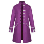 Men's Trench Coat Long Gothic Stand Collar Single-breasted Knee-length With Decorative Buttons - Image 12