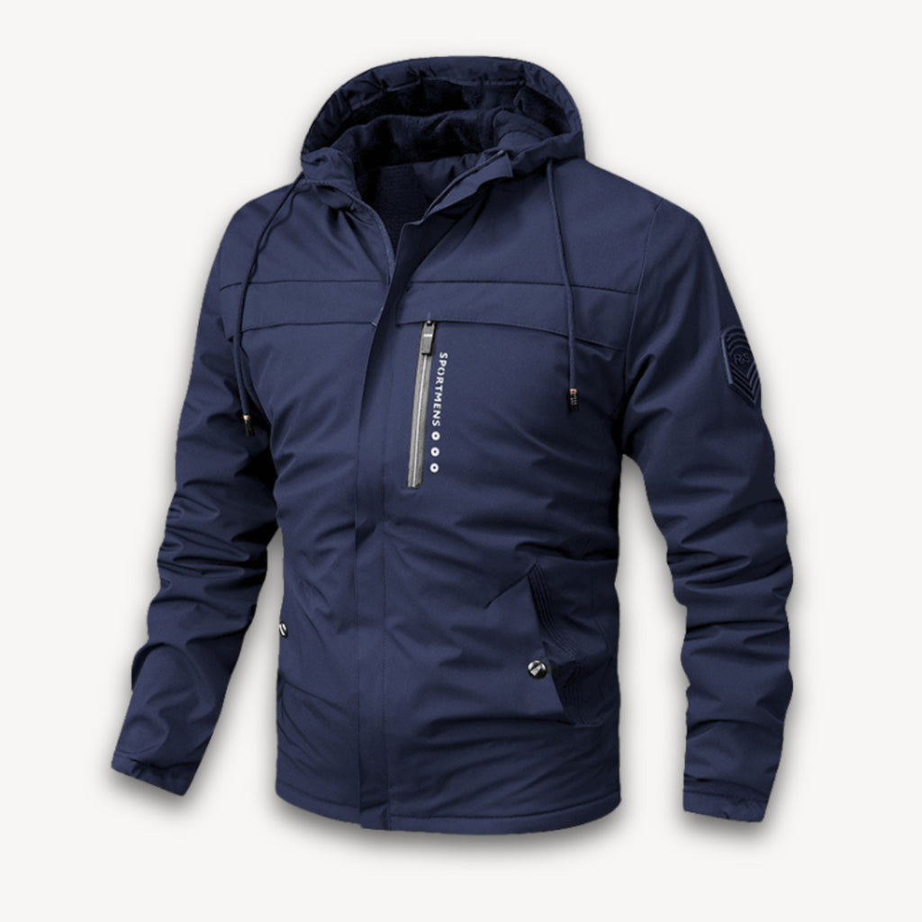 Men's Waterproof Hooded Jacket with Adjustable -Lined Fit and Zip Pockets - Image 3