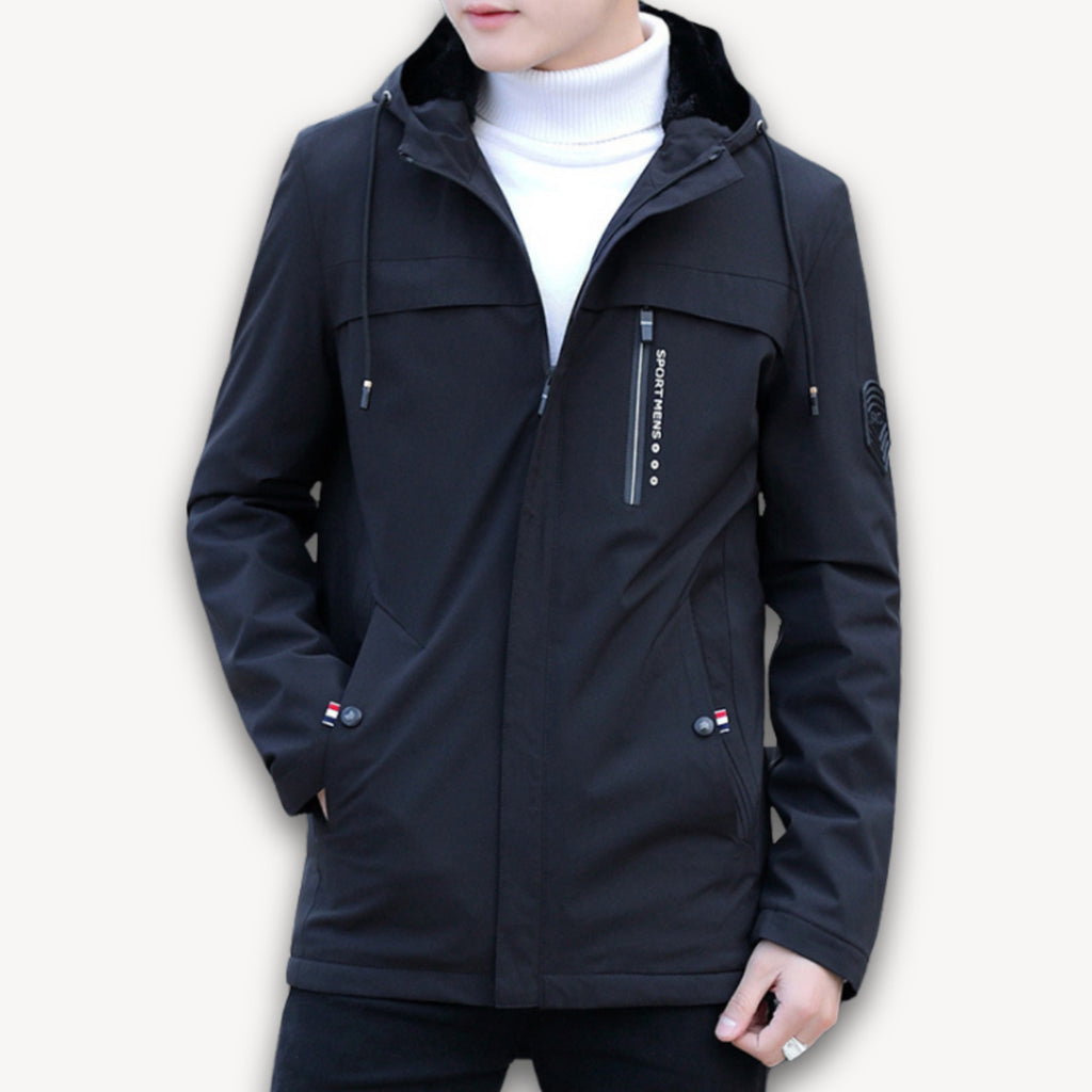 Men's Waterproof Hooded Jacket with Adjustable -Lined Fit and Zip Pockets - Image 6