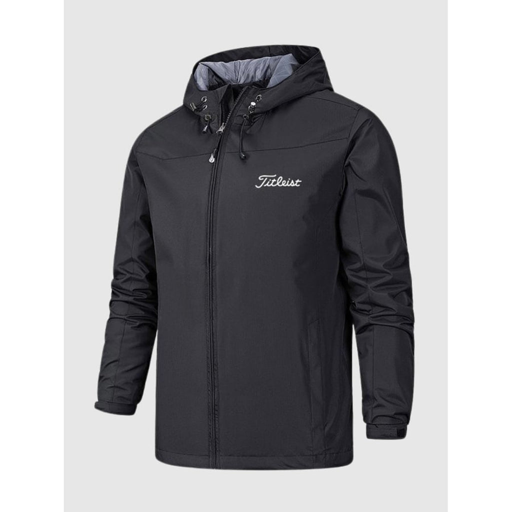 Men's Waterproof Jacket Relaxed Windbreaker Full-Zip Hooded - Image 1