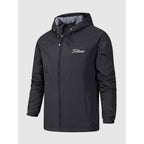 Men's Waterproof Jacket Relaxed Windbreaker Full-Zip Hooded - Image 1