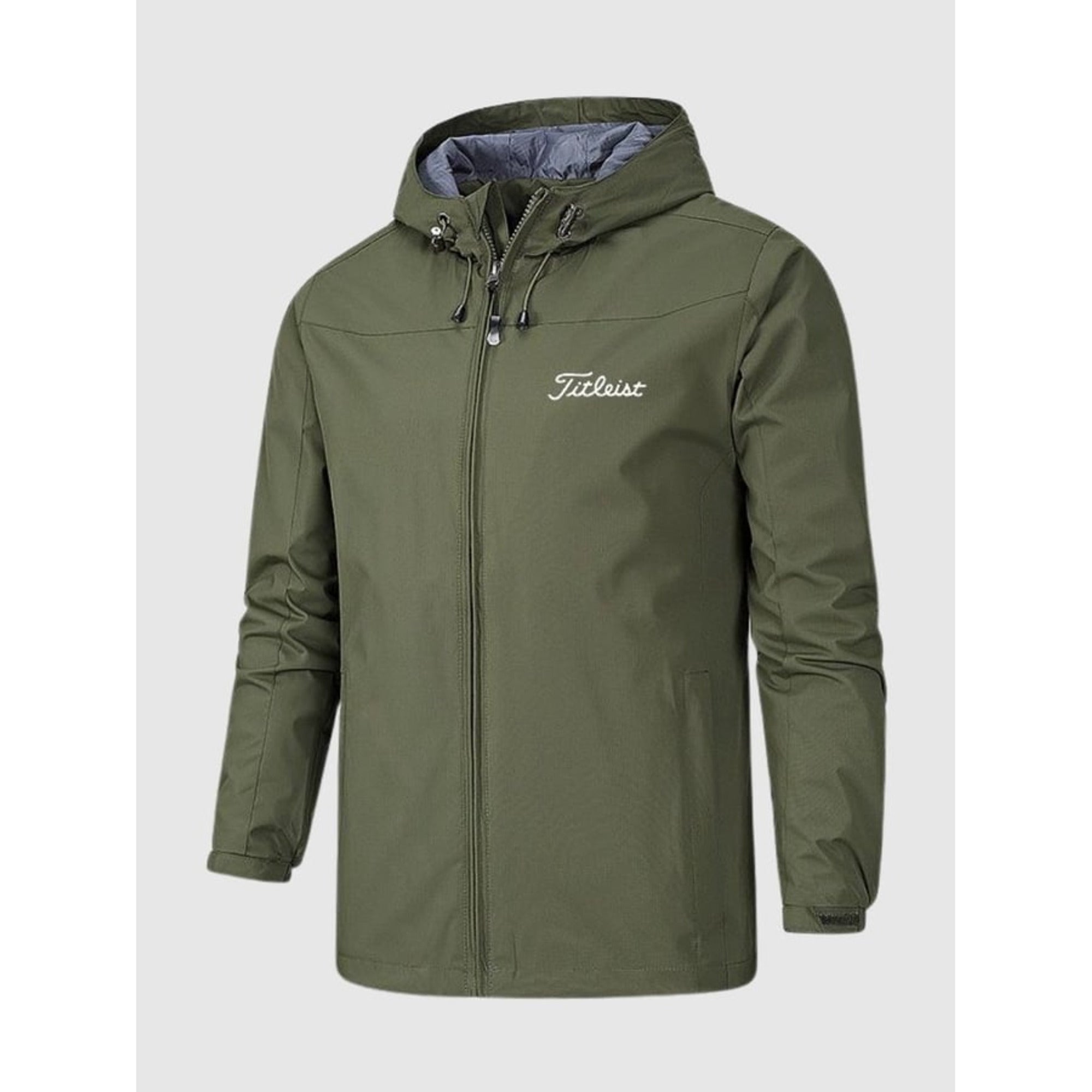 Men's Waterproof Jacket Relaxed Windbreaker Full-Zip Hooded - Image 3