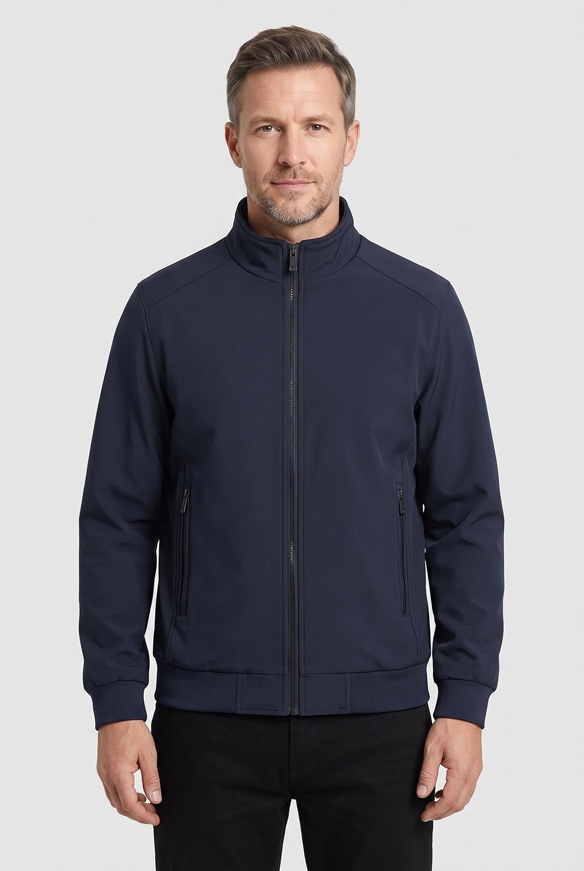 Men's Waterproof Jacket Streamlined Bomber Full-Zip With Ribbed Cuffs - Image 1