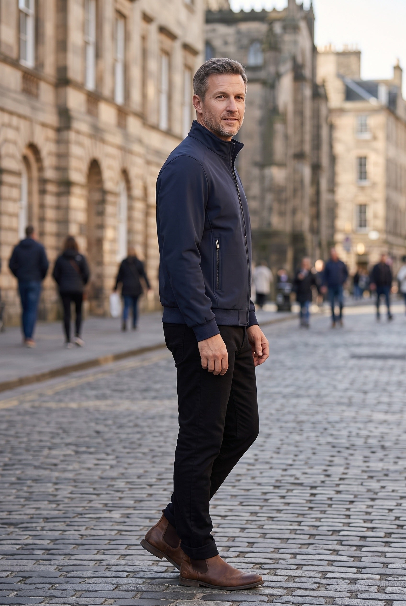 Men's Waterproof Jacket Streamlined Bomber Full-Zip With Ribbed Cuffs - Image 4