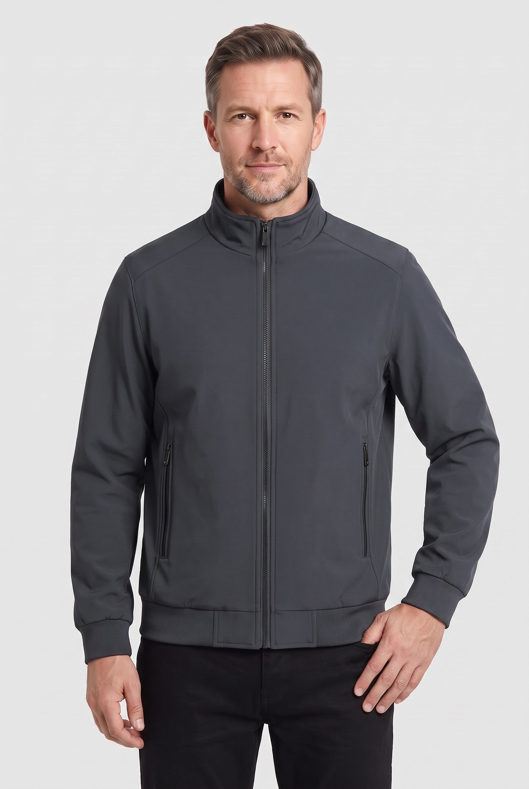 Men's Waterproof Jacket Streamlined Bomber Full-Zip With Ribbed Cuffs - Image 5