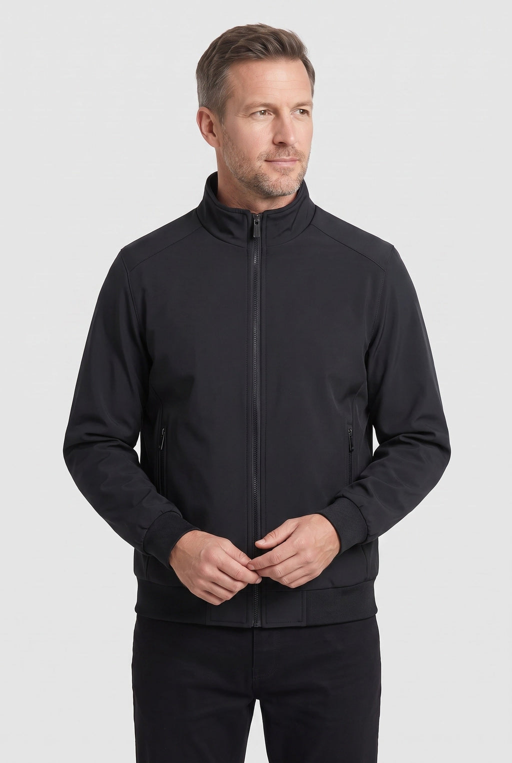 Men's Waterproof Jacket Streamlined Bomber Full-Zip With Ribbed Cuffs - Image 6