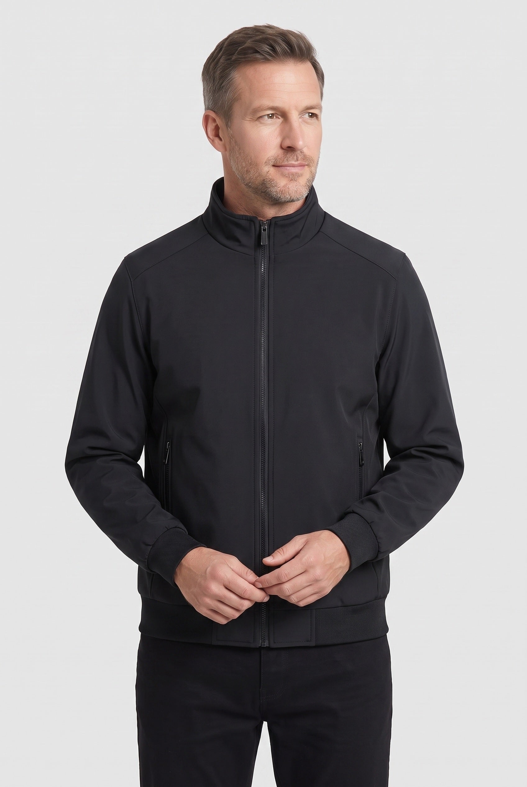 Men's Waterproof Jacket Streamlined Bomber Full-Zip With Ribbed Cuffs - Image 6