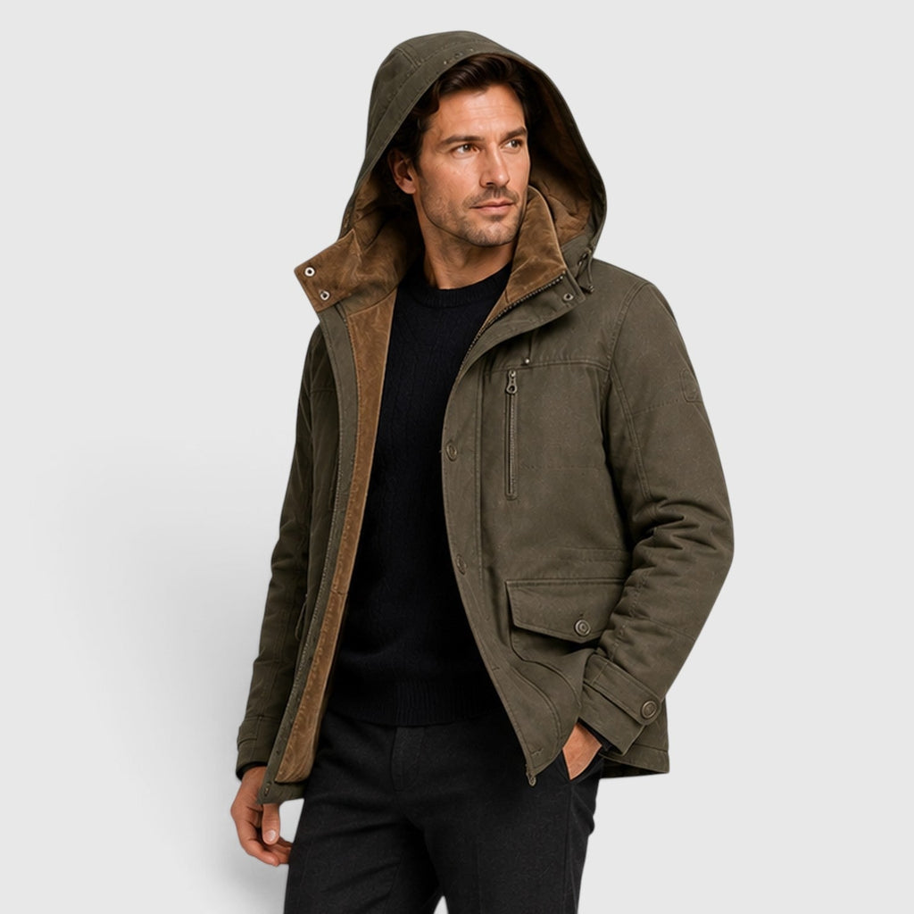 Men's Winter Jacket With Detachable Hood And Multi-Pocket Design - Image 2
