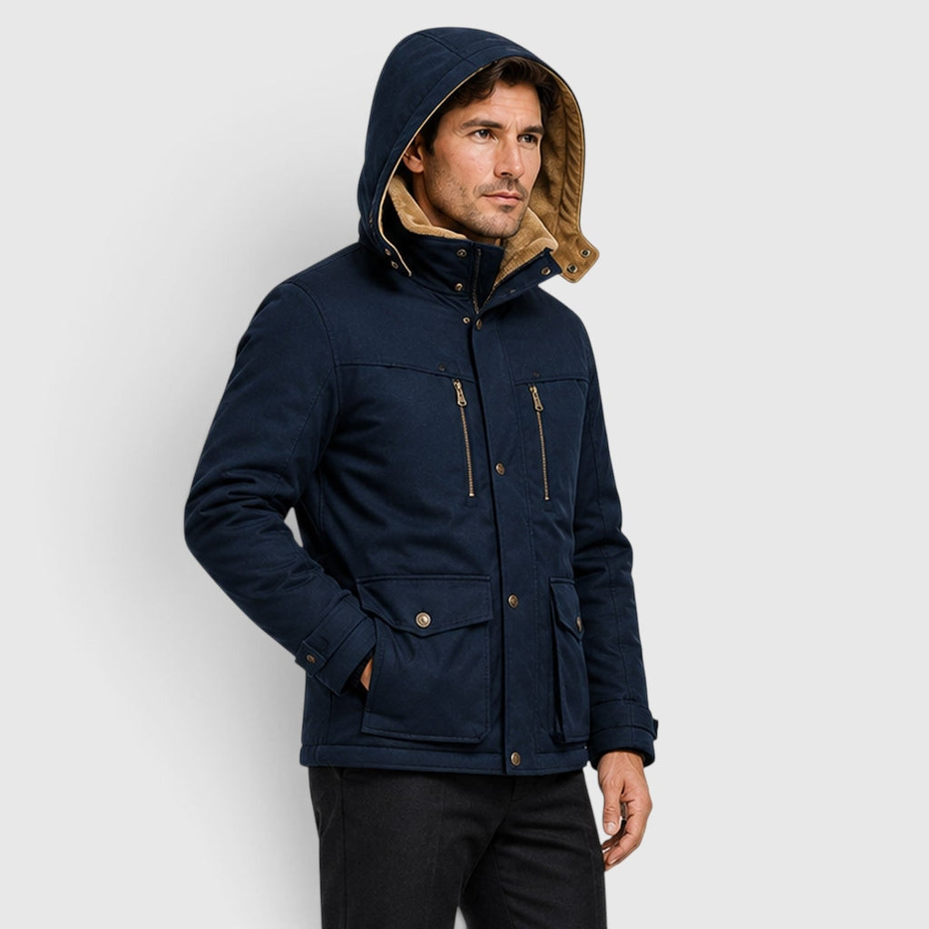 Men's Winter Jacket With Detachable Hood And Multi-Pocket Design - Image 6