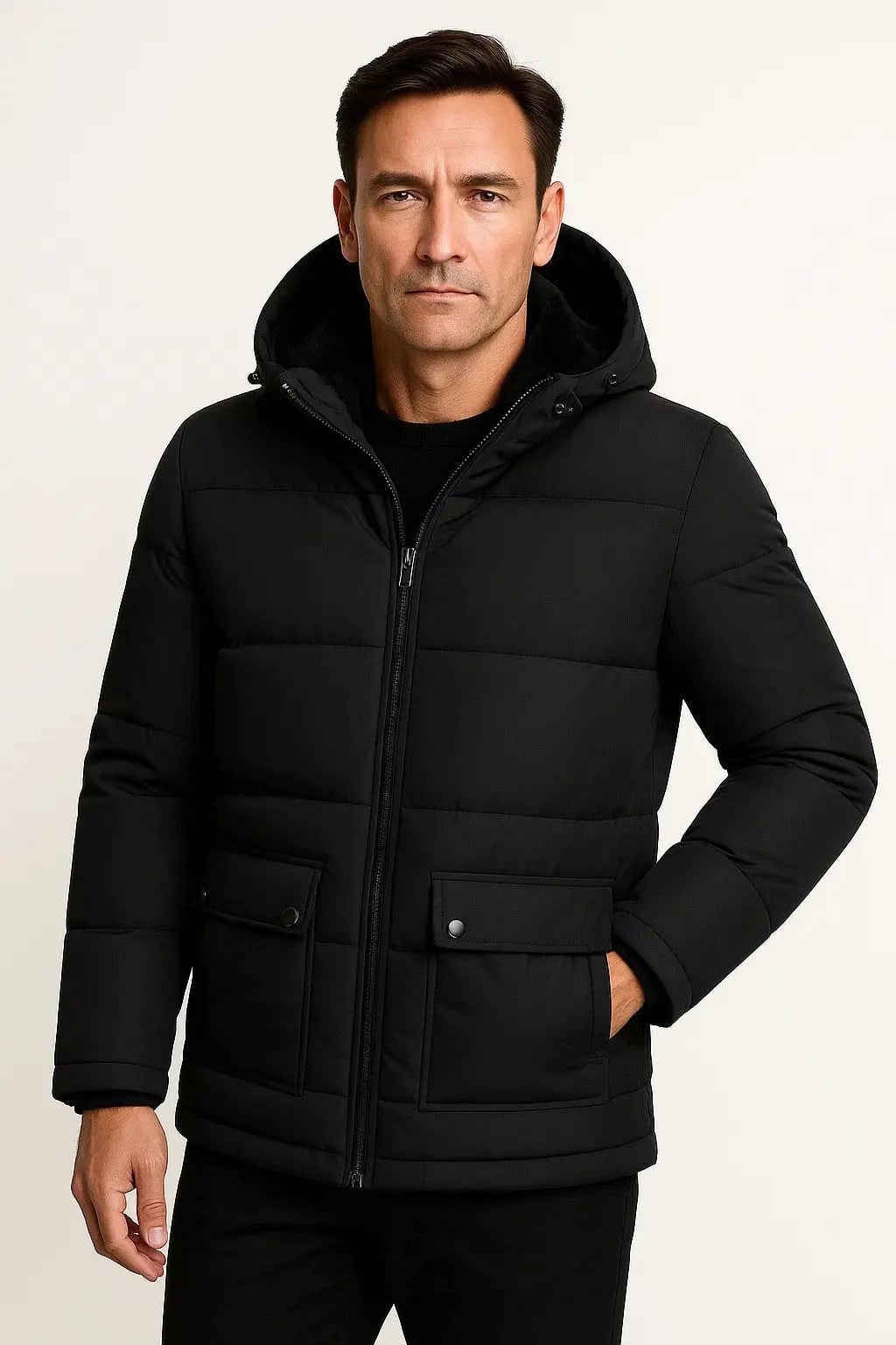 Men's Winter Jacket with Thick Padded Oversized-Fit and Hood - Image 4