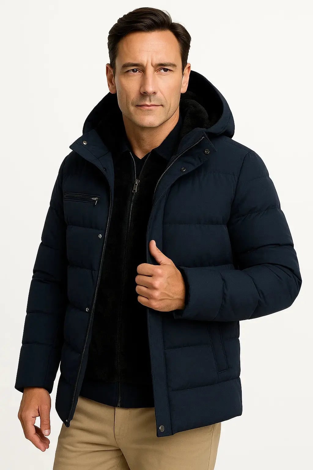 Men's Winter Jacket with Thick Padded Oversized-Fit and Hood - Image 5