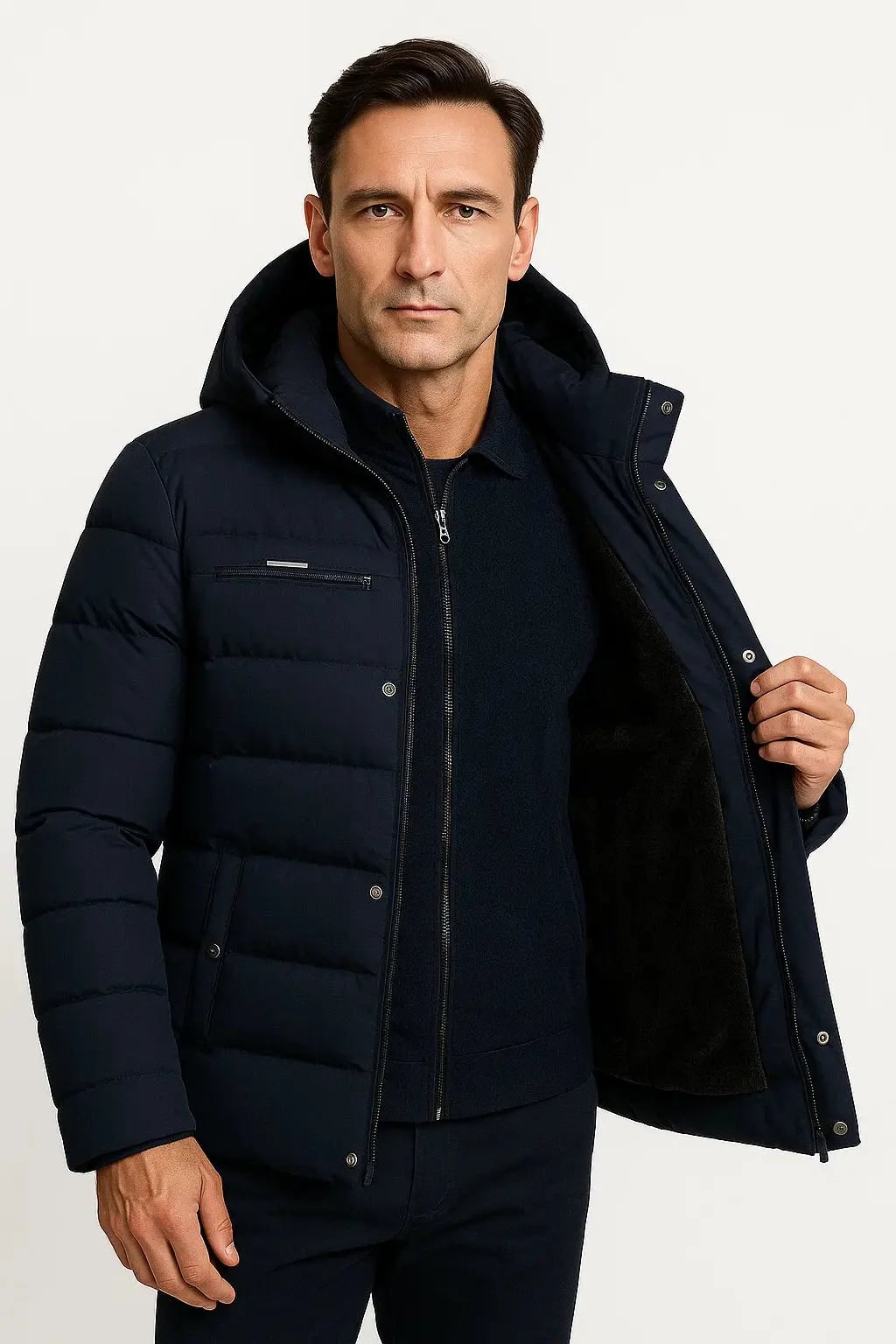 Men's Winter Jacket with Thick Padded Oversized-Fit and Hood - Image 6