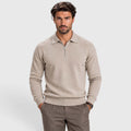 Men's Wool Blend Quarter Zip Polo Jumper - Image 1