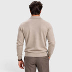 Men's Wool Blend Quarter Zip Polo Jumper - Image 2