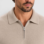 Men's Wool Blend Quarter Zip Polo Jumper - Image 4
