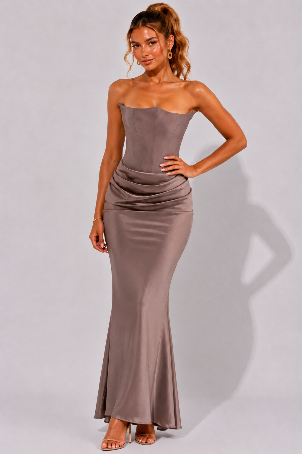 NOVA | Strapless Corset Maxi Wedding Guest Dress