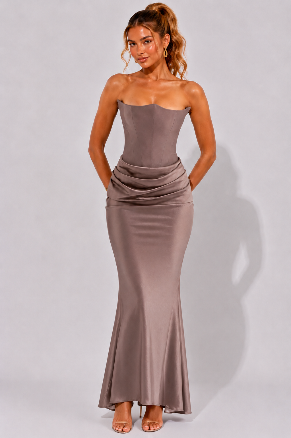 NOVA | Strapless Corset Maxi Wedding Guest Dress