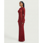 Mesh Maxi Dress With Open Back And Long Sleeves - Image 3
