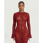Mesh Maxi Dress With Open Back And Long Sleeves - Image 4