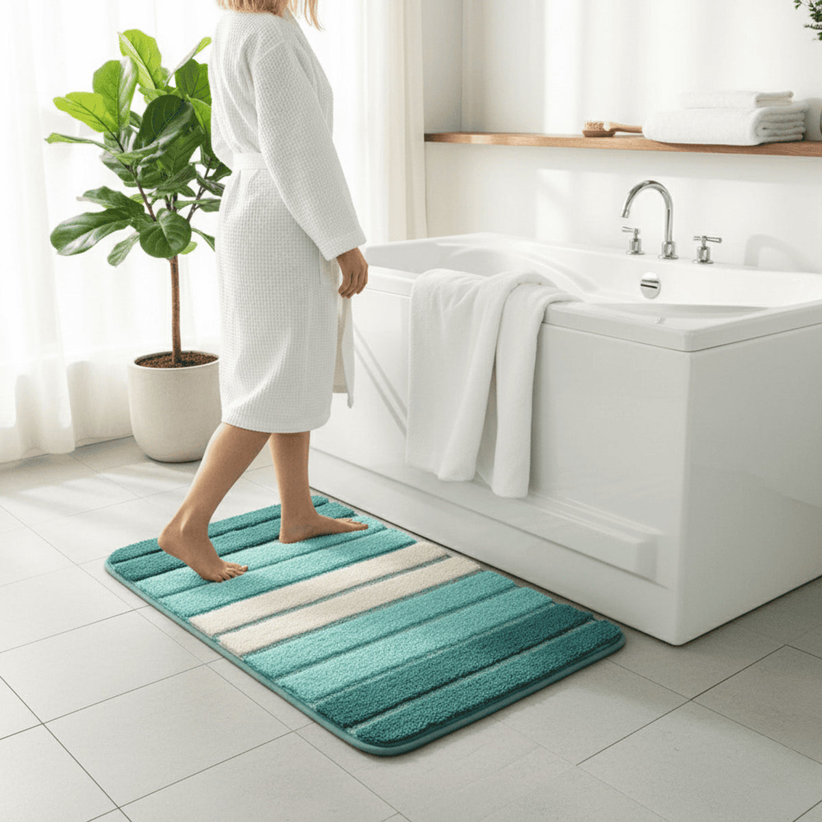 Microfiber Bath Mat With Quick-Dry Eco-Friendly Absorbency And Non-Slip Tpr Backing - Image 2