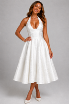 NOVA | Halterneck Midi Skater Dress | Women’s Elegant Occasion Dress