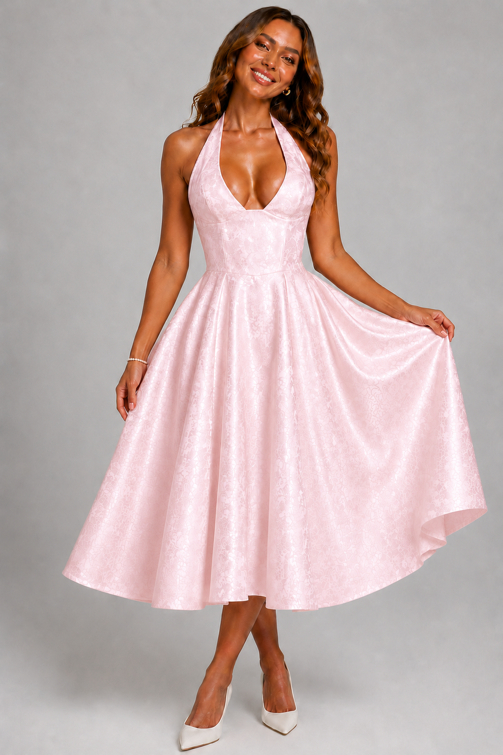 NOVA | Halterneck Midi Skater Dress