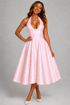 NOVA | Halterneck Midi Skater Dress | Women’s Elegant Occasion Dress