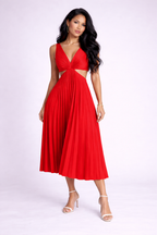 NOVA | Women’s Pleated Midi Dress – Elegant Flowing Dress for Events