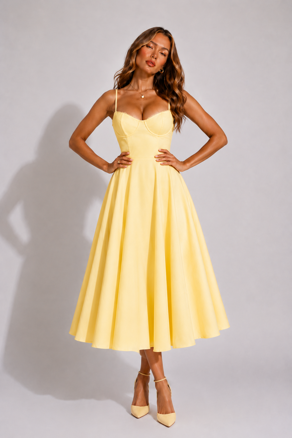NOVA | Wedding Guest Midi Dress with Flared Skirt for Women