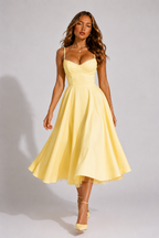 NOVA | Wedding Guest Midi Dress with Flared Skirt for Women