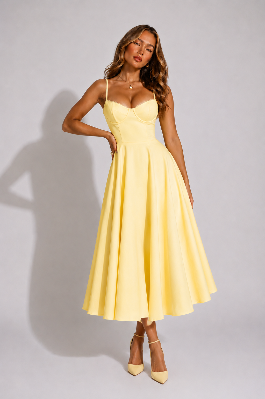 NOVA | Wedding Guest Midi Dress with Flared Skirt for Women