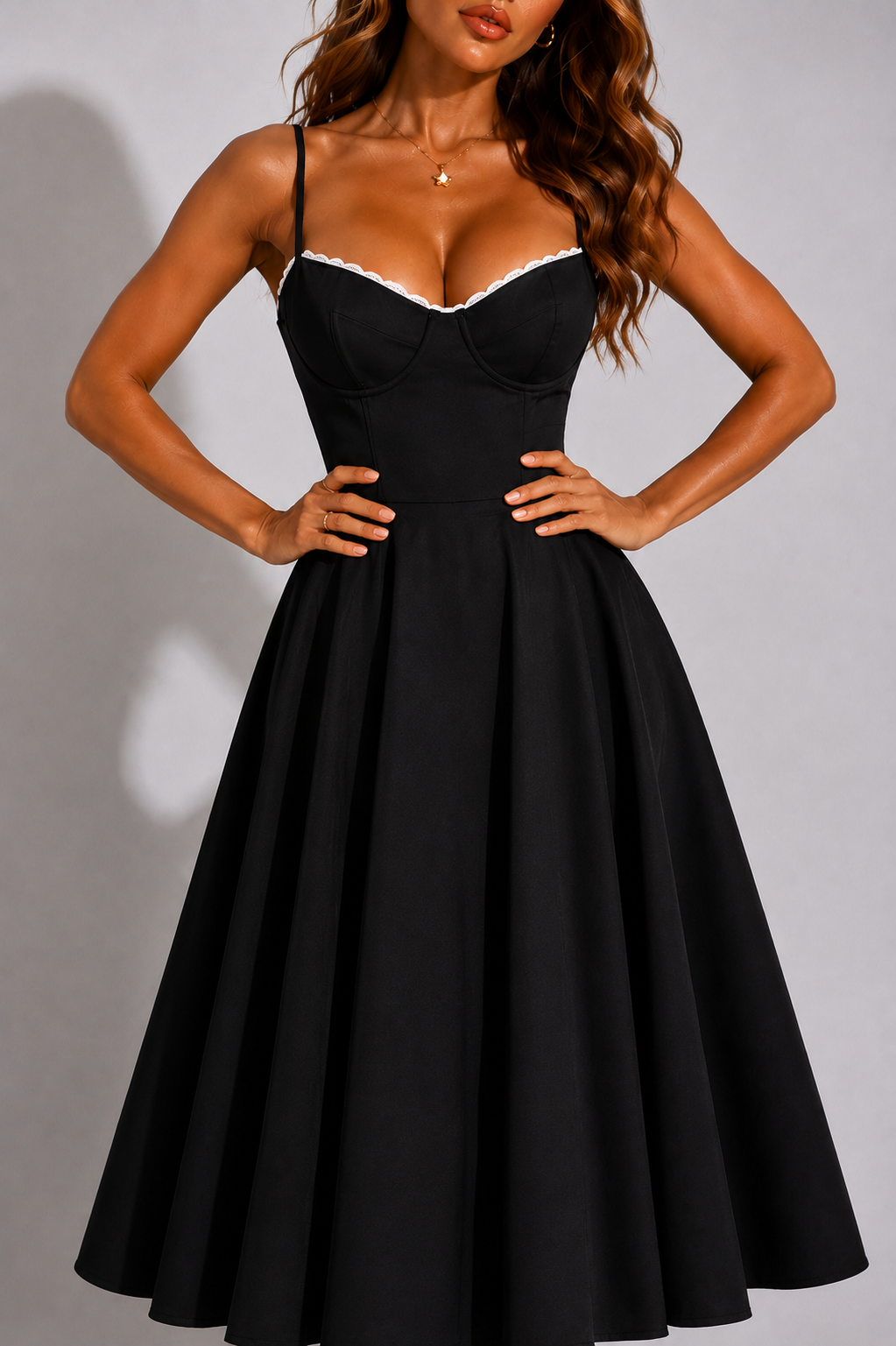 NOVA | Wedding Guest Midi Dress with Flared Skirt for Women