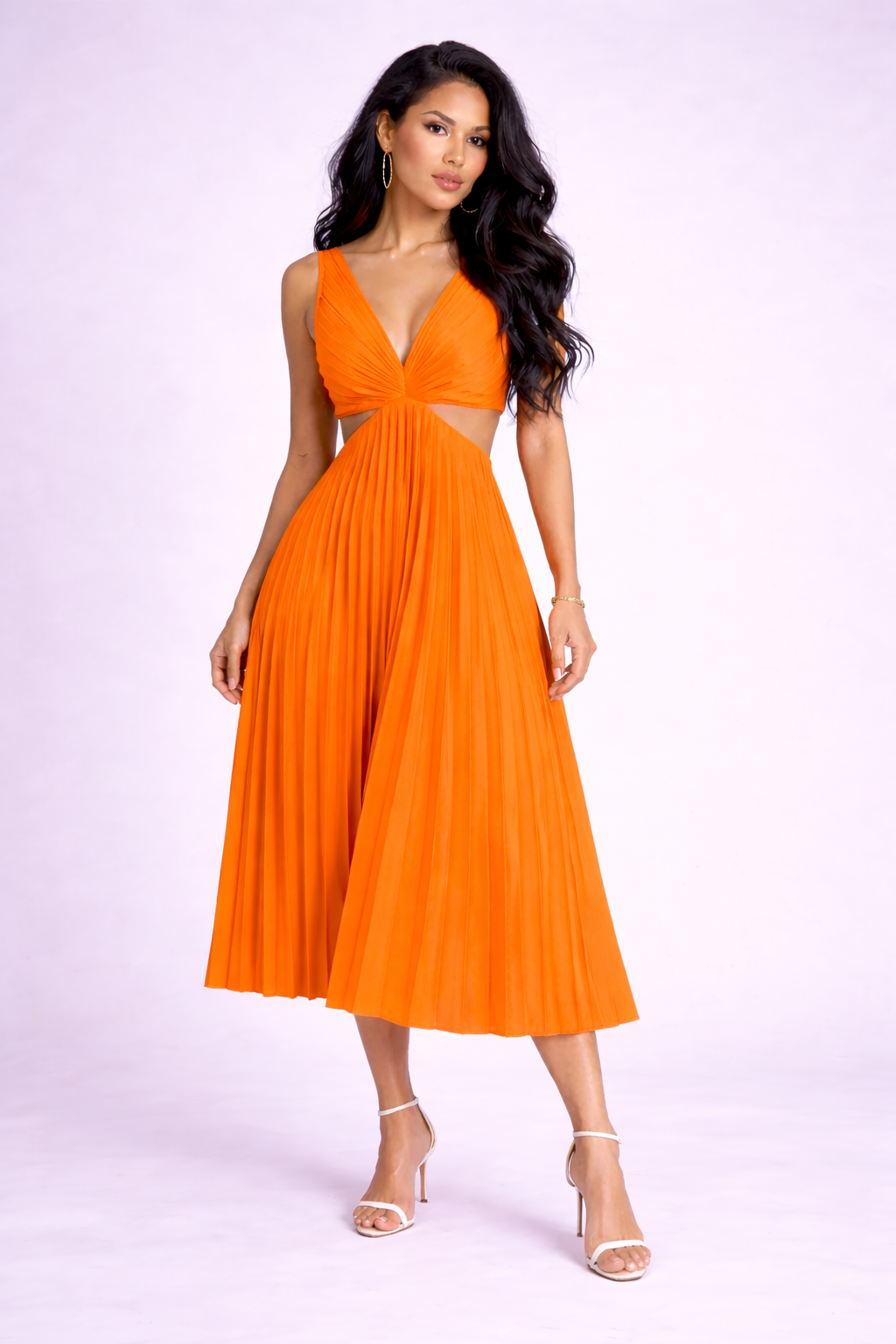 NOVA | Women’s Pleated Midi Dress – Elegant Flowing Dress for Events