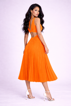 NOVA | Women’s Pleated Midi Dress – Elegant Flowing Dress for Events