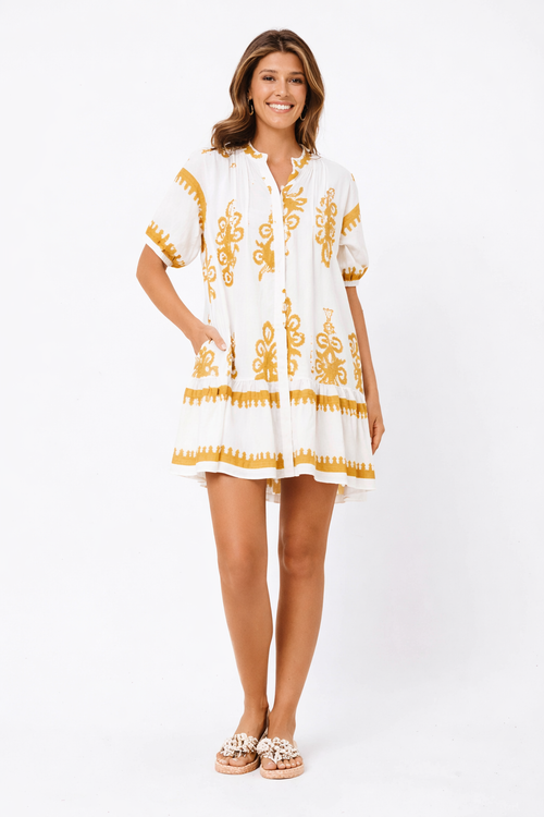 NOVA | Women's Soft Cotton Mini Dress | Chic White Bohemian Summer Dress