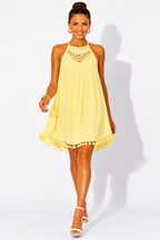 NOVA | Women's Crochet Halter Swing Dress | Sleeveless Summer Beach Mini Dress