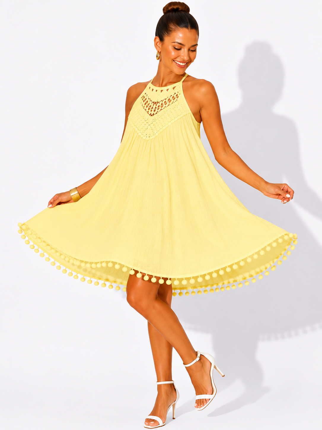 NOVA | Women's Crochet Halter Swing Dress