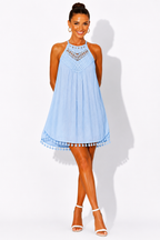 NOVA | Women's Crochet Halter Swing Dress | Sleeveless Summer Beach Mini Dress