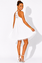 NOVA | Women's Crochet Halter Swing Dress | Sleeveless Summer Beach Mini Dress