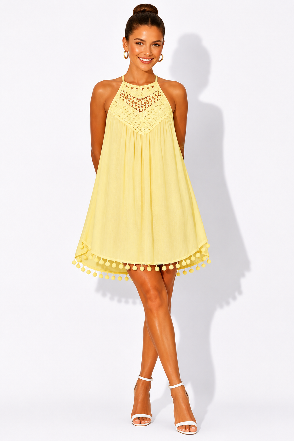 NOVA | Women's Crochet Halter Swing Dress | Sleeveless Summer Beach Mini Dress