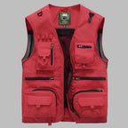 Multi Pocket Vest Sleeveless Jacket With Standing Collar And Mesh - Image 1